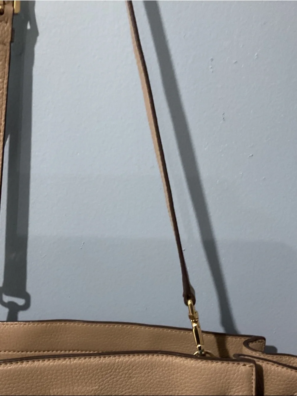 Michael Kors Pebble Leather Satchel in Taupe Beige with Gold Hardware